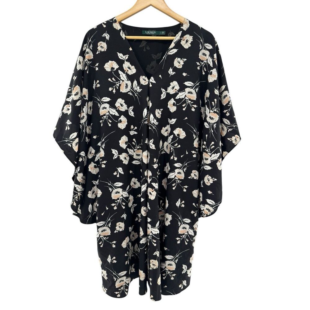 Lauren Ralph Lauren Dress Women Large Braedyn Floral Party Flowy Batwing V-Neck